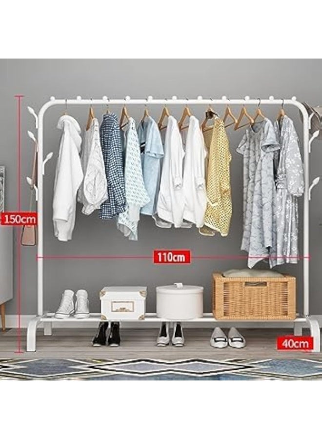 CAZADORA Premium Metal Clothes Rack with Storage Shelf for Bedroom, Living Room, Entryway and Laundry Area, Heavy Duty Clothes Hanging Stand for Coats, Dresses, Abayas, Jackets and Suits, White Freestanding Garment Organizer with Bottom Shelf for Shoes, Bags and Storage Boxes, Strong Metal Frame Clothing Rail, Easy Assembly Wardrobe Alternative, Space Saving Open Closet Organizer for Home Use - Image 3